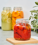 Set 4 borcane etanșe alimente, sticlă, capac cu sârmă