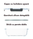 Set 10 caserole etanșe din sticlă pentru mâncare, S + M
