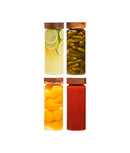 Set 4 borcane etanșe alimente, sticlă, capac acacia
