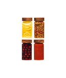 Set 4 borcane etanșe alimente, sticlă, capac acacia