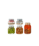 Set 5 borcane etanșe alimente, sticlă, capac cu sârmă