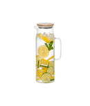 Carafă apă din sticlă, capac bambus cu interior de inox, 1.5l