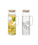 Set 2 carafe apă din sticlă, capac bambus cu interior de inox, 1.5l