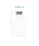 Carafă apă din sticlă, filtru inox, 2.6 L