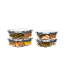 Set 4 caserole compartimentate din sticlă pentru mâncare, L + XL
