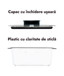 Set 3 caserole etanșe din plastic pentru mâncare, dimensiuni individuale
