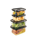 Set 4 caserole pentru vidat, sticlă borosilicată, perete dublu, pompă inclusă, 800 ml & 1380 ml