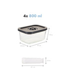 Set 4 caserole pentru vidat, sticlă borosilicată, perete dublu, pompă inclusă, 800 ml