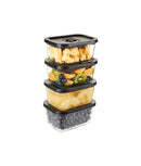 Set 4 caserole pentru vidat, sticlă borosilicată, perete dublu, pompă inclusă, 800 ml