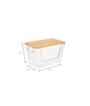Set 4 cutii depozitare fructe, legume, plastic, capac bambus