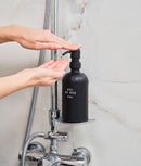 Set 4 dozatoare produse de îngrijire personală, sticlă, negru