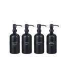 Set 4 dozatoare produse de îngrijire personală, sticlă, negru