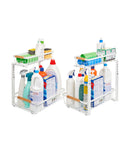 Set 2 organizatoare sub chiuvetă, 2 sertare glisante, înălțime ajustabilă, alb