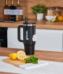 Recipient termoizolant, inox, capac cu pai flip-top, negru
