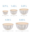 Set 5 boluri inox MultiPrep, multifuncționale, capace etanșe, 3 răzători incluse, bej