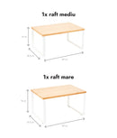 Set 2 rafturi modulare, etajabile, bambus, 4 moduri de utilizare