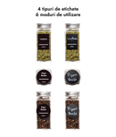Set 4x24 etichete sticluțe condimente, negre, marker inclus
